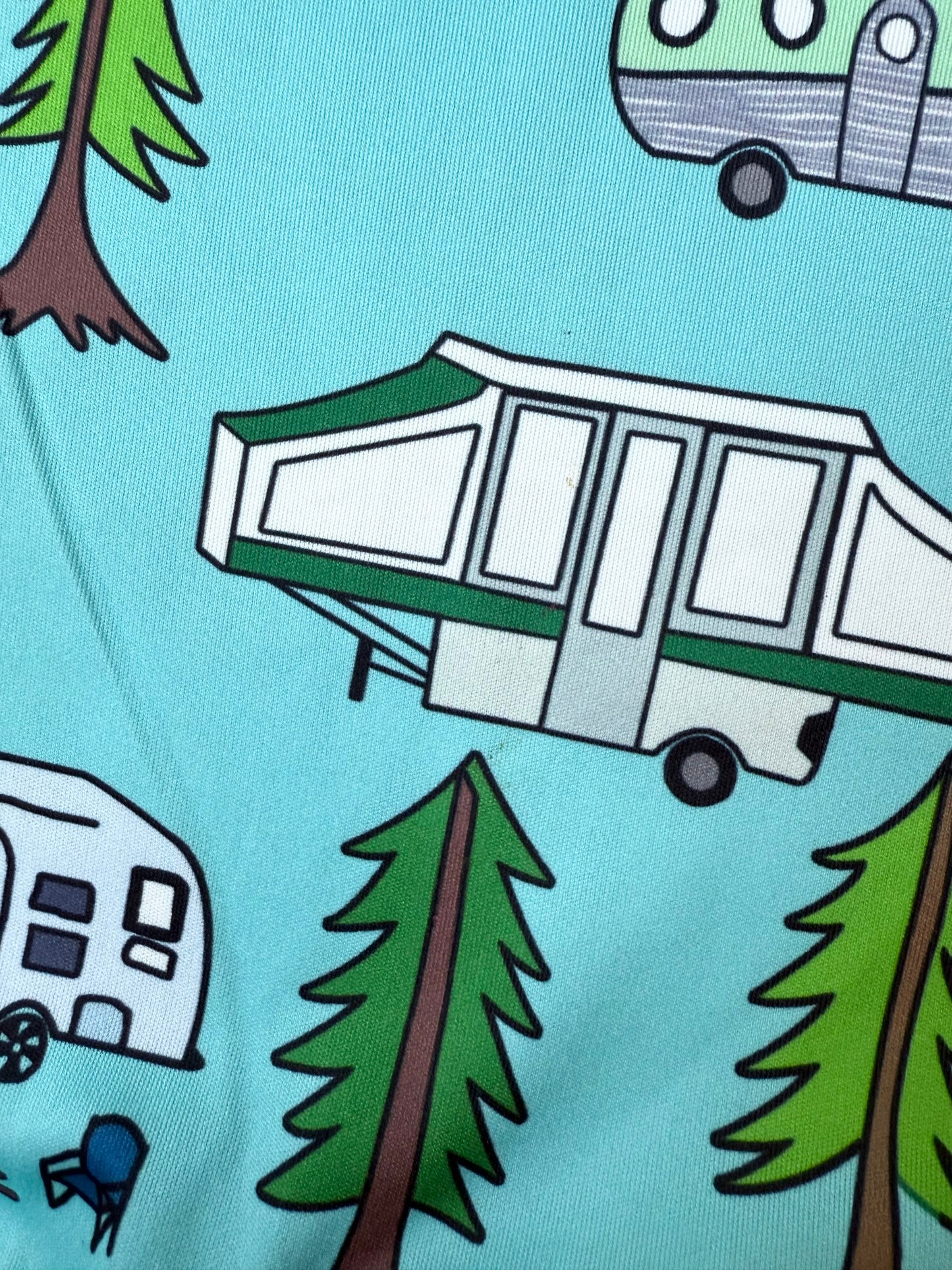 Floral Pig Blue Camping Sleeveless Jumpsuit (12-18 Months)