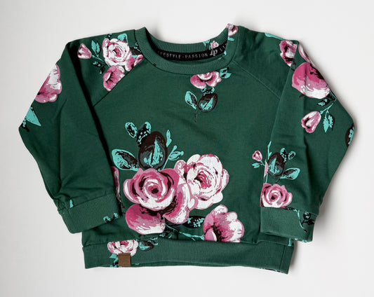 LP Apparel Green Floral Sweater (12-18 Months)