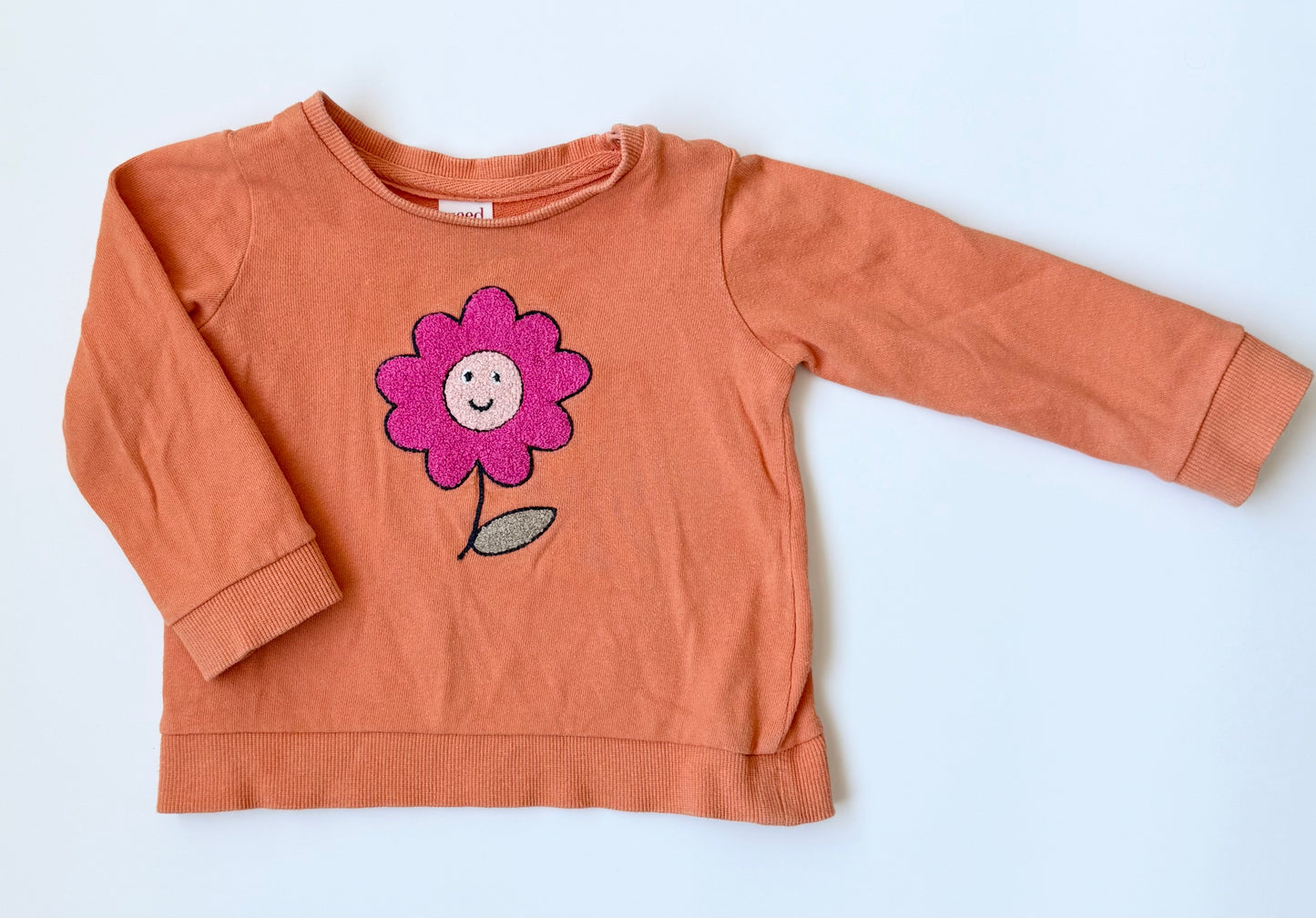 Seed Orange & Fuzzy Flower Sweater (12-18 Months)
