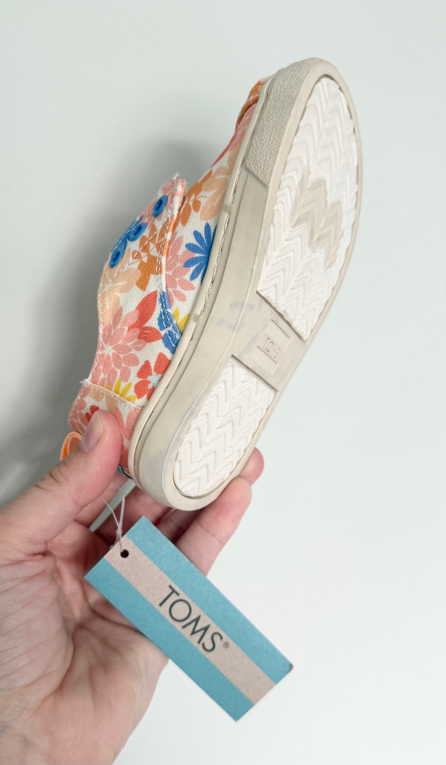 Toms Orange Tropical Floral Velcro Sneakers - New (6)