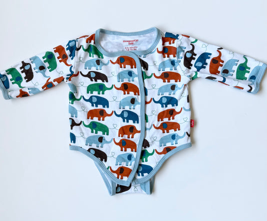 Magnetic Me Colourful Elephants Magnetic Bodysuit (3-6 Months)