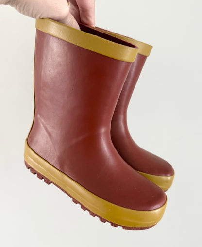 Coco Village Fauve Dark Red & Yellow Rubber Boots (10)