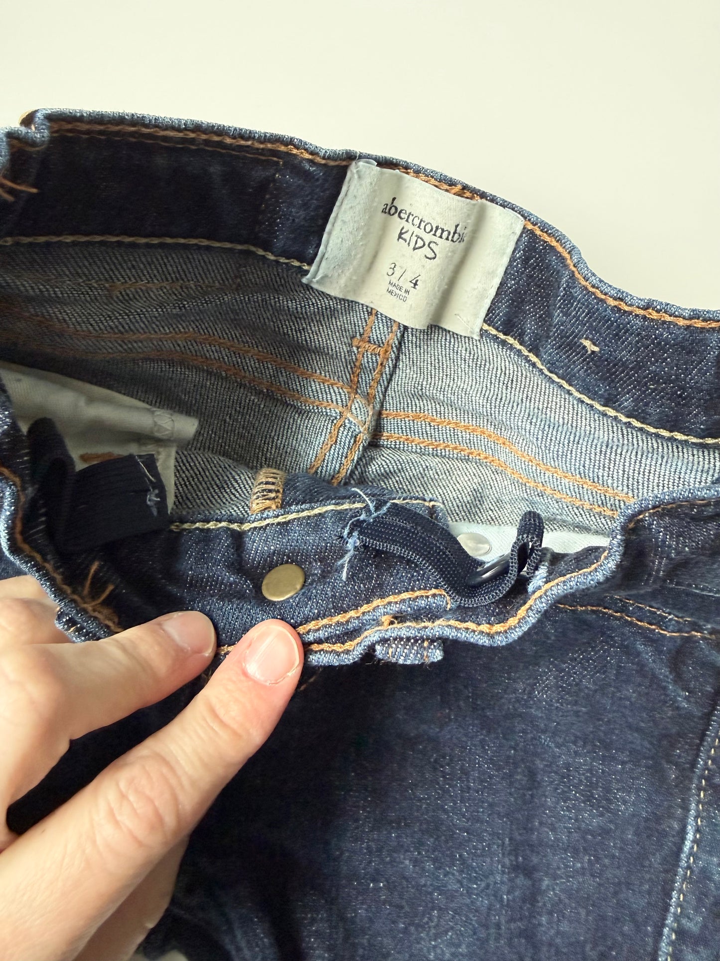 Ambercrombie Kids Dark Wash Cuffed Jean Shorts (3/4 Years)