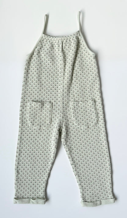 Zara Green Waffled Dainty Floral Tank Jumpsuit (2-3 Years)