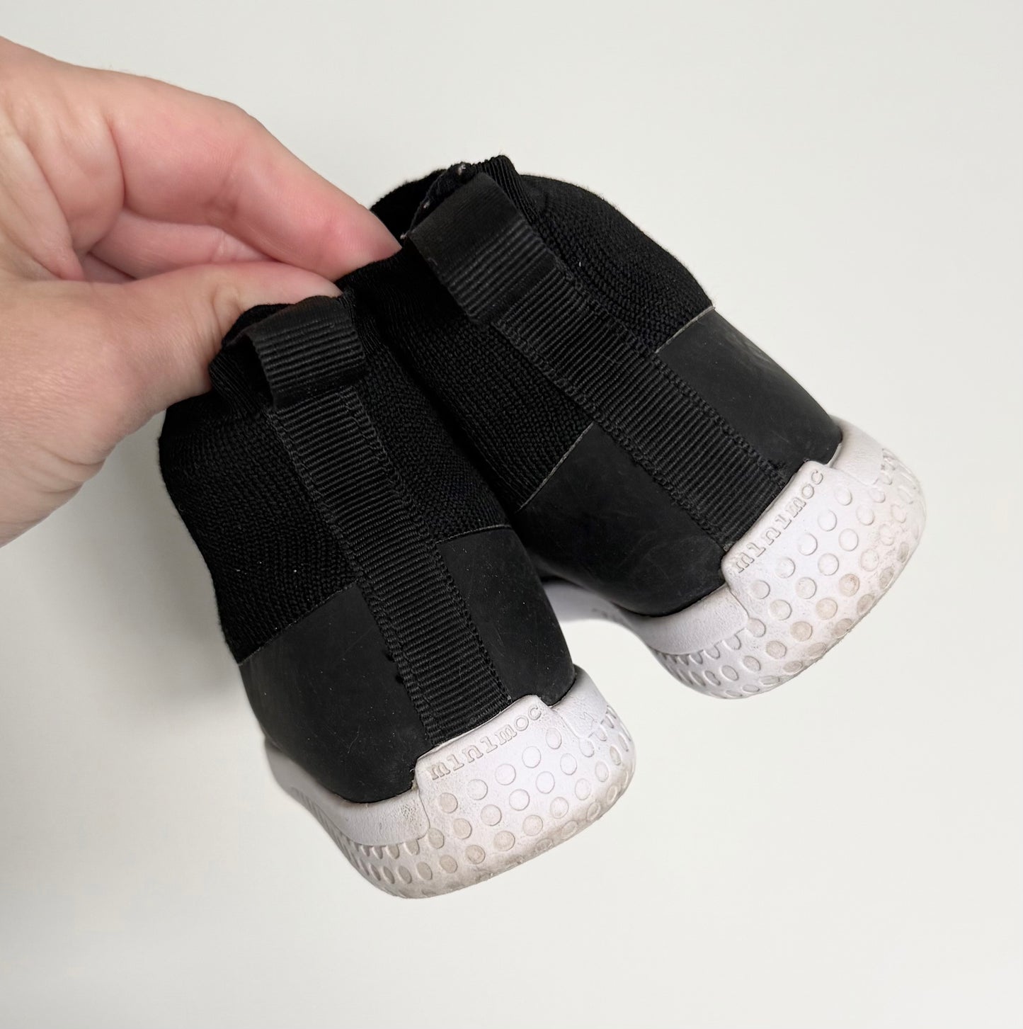 Minimoc Black Knit High Top Stretch Slip On Sneakers (7)