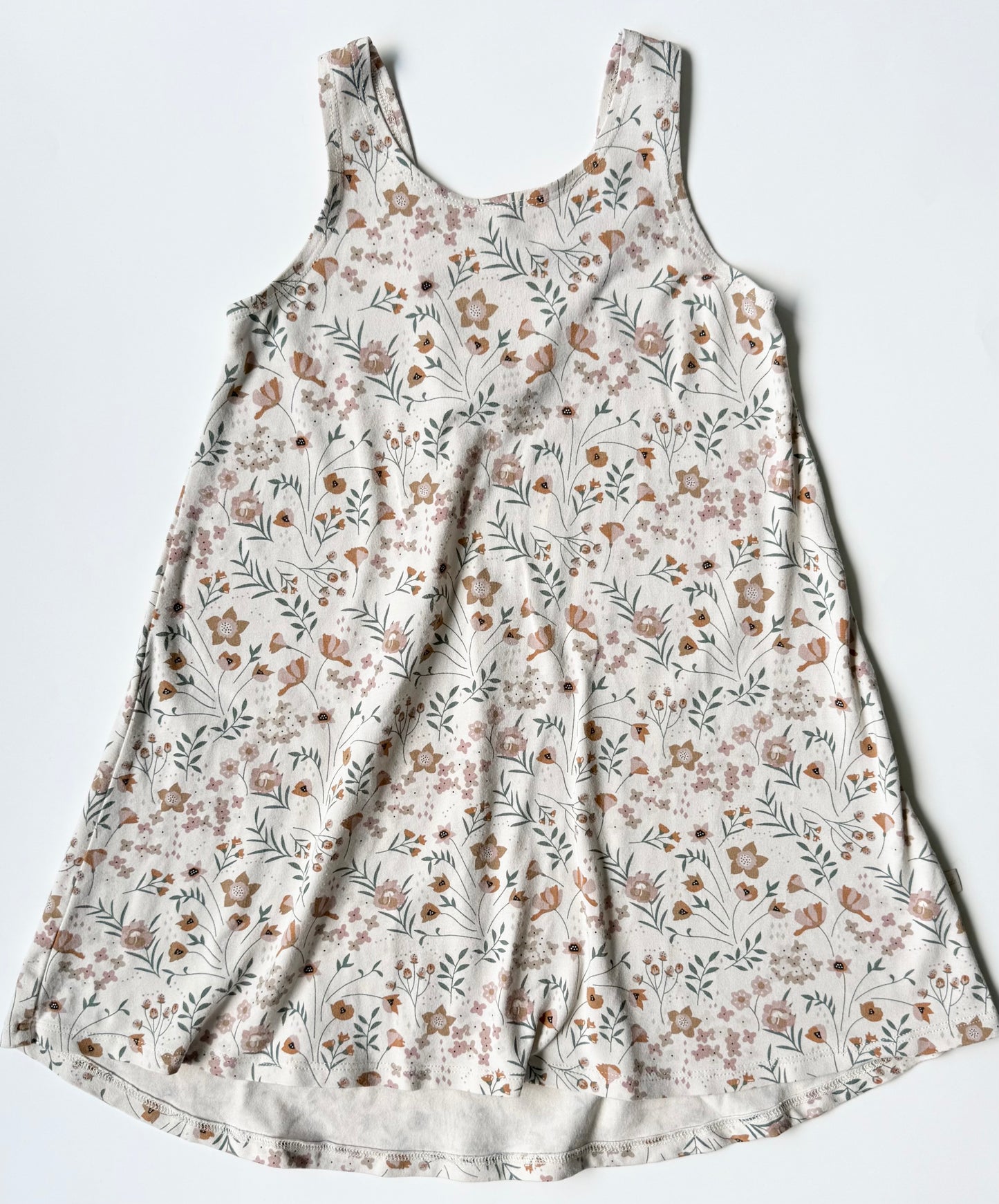 Jax & Lennon Light Beige Floral Crossback Tank Dress (3/4 Years)