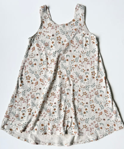 Jax & Lennon Light Beige Floral Crossback Tank Dress (3/4 Years)