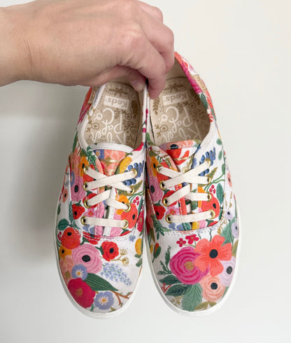 Keds x Rifle Paper Co. Bright Floral & Gold Detail Lace Up Sneakers (Kids 2)
