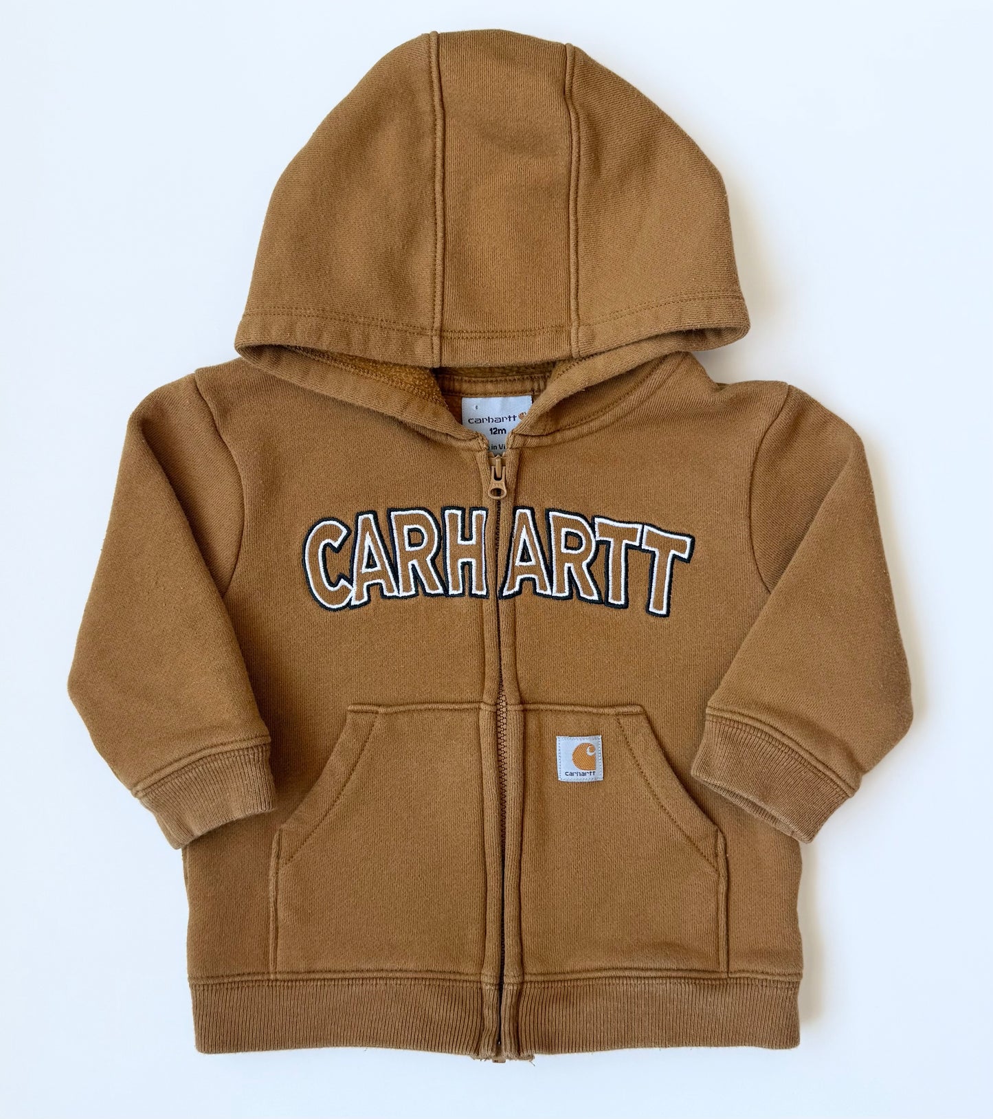 Carhartt Brown “Carhartt” Zip Up Hoodie (12 Months)