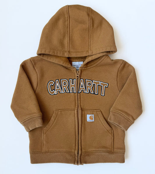 Carhartt Brown “Carhartt” Zip Up Hoodie (12 Months)