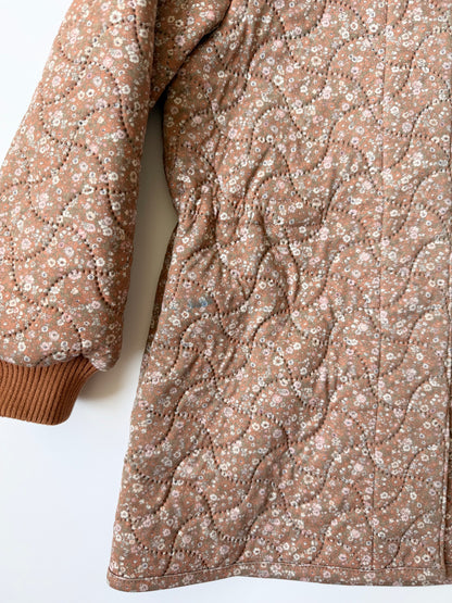 Wheat Thermo Quilted Hooded Fall Jacket Lulu in Tan Dainty Floral (5 Years)