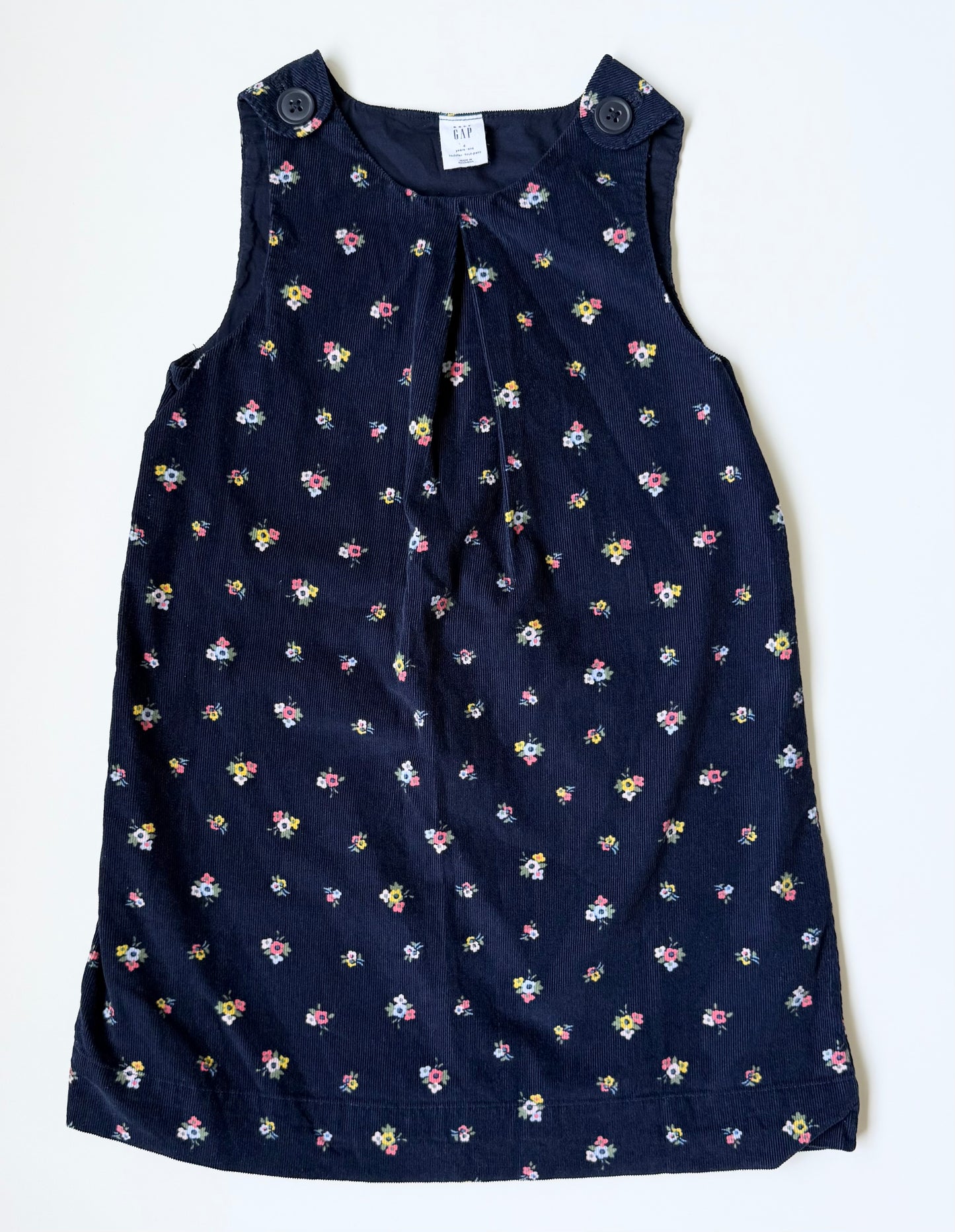 Baby Gap Navy Floral Corduroy Tank Dress (4 Years)