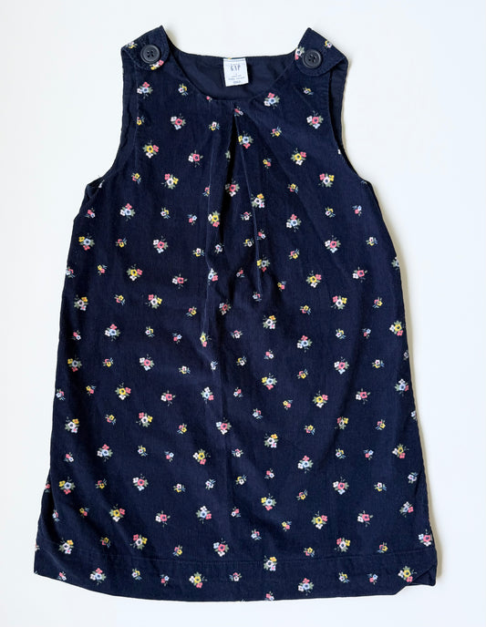 Baby Gap Navy Floral Corduroy Tank Dress (4 Years)