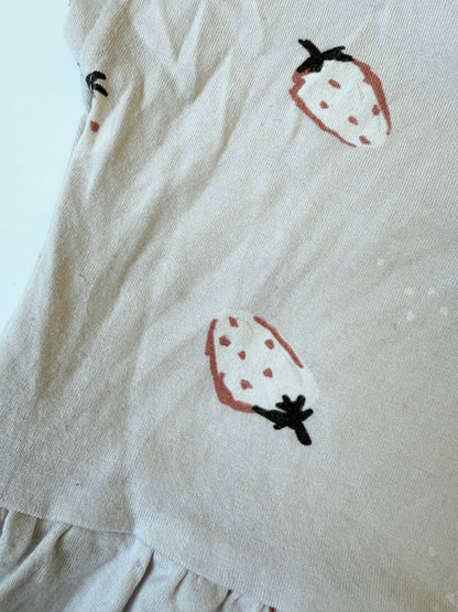 Coccoli Beige Strawberries Short Sleeve Bodysuit Dress (6 Months)