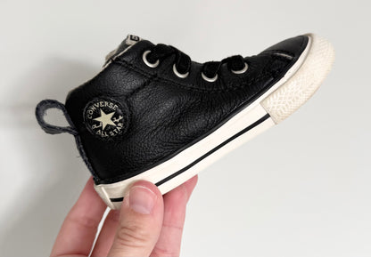 Converse Black Leather High Top Stretch Lace Sneakers (5)