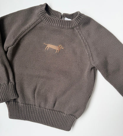Jamie Kay Brown Dachshund Knit Sweater (6-12 Months)