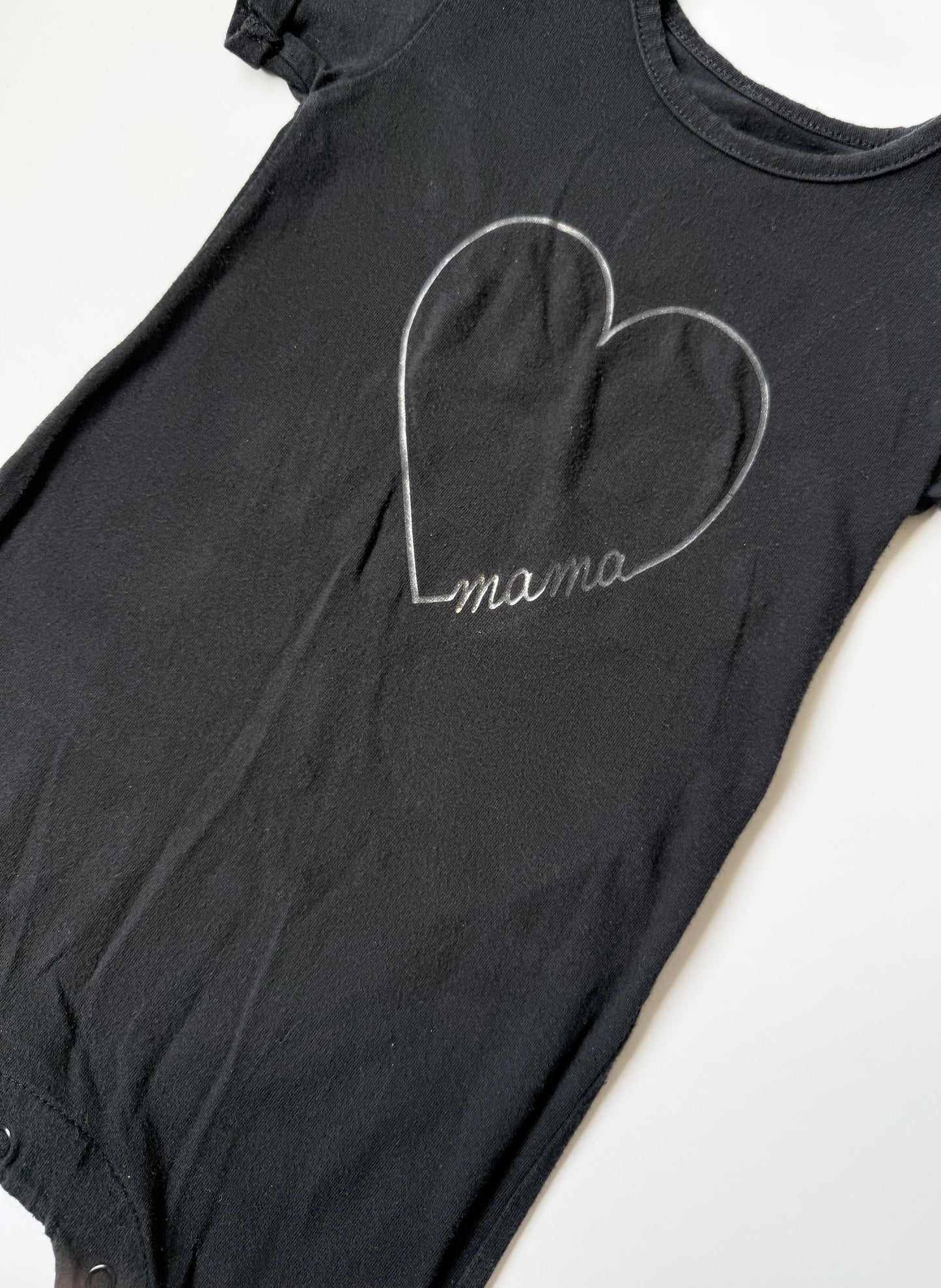 The Whimsical Fox Black “Mama” Short Sleeve Jumpsuit (6-12 Months)