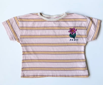 Zara Pink Striped “Paris” Flower T-Shirt (3 Years)