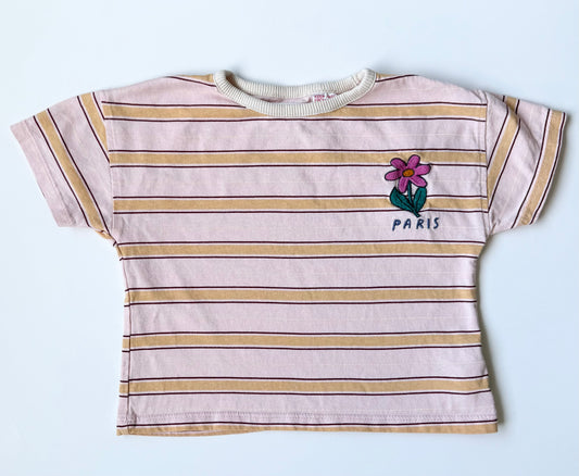 Zara Pink Striped “Paris” Flower T-Shirt (3 Years)