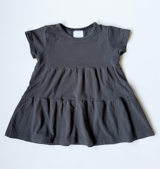 Tiny Button Apparel Dark Grey Tiered Short Sleeve Top (2/3T)