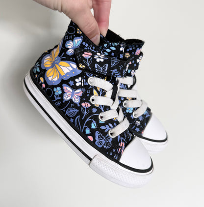 Converse Black & Neon Butterflies High Top Stretch Lace & Velcro Sneakers (7)