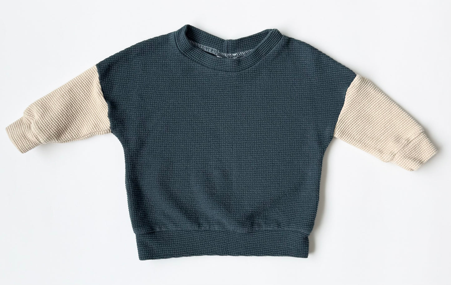 Dear Aspen Dark Turquoise & Beige Waffle Sweater (9-12 Months)