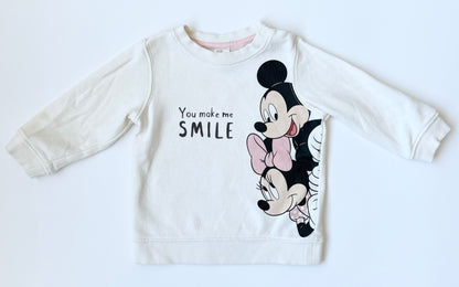 H&M x Disney White Minnie & Mickey “You Make Me Smile” Sweater (6-9 Months)