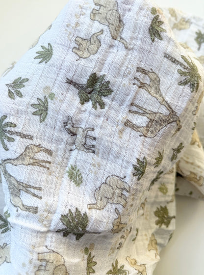 Kyle & Deena Safari Animals Muslin Swaddle Blanket