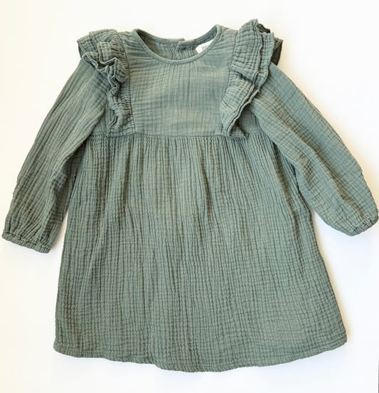 Zara Green Muslin Dress (18-24 Months)