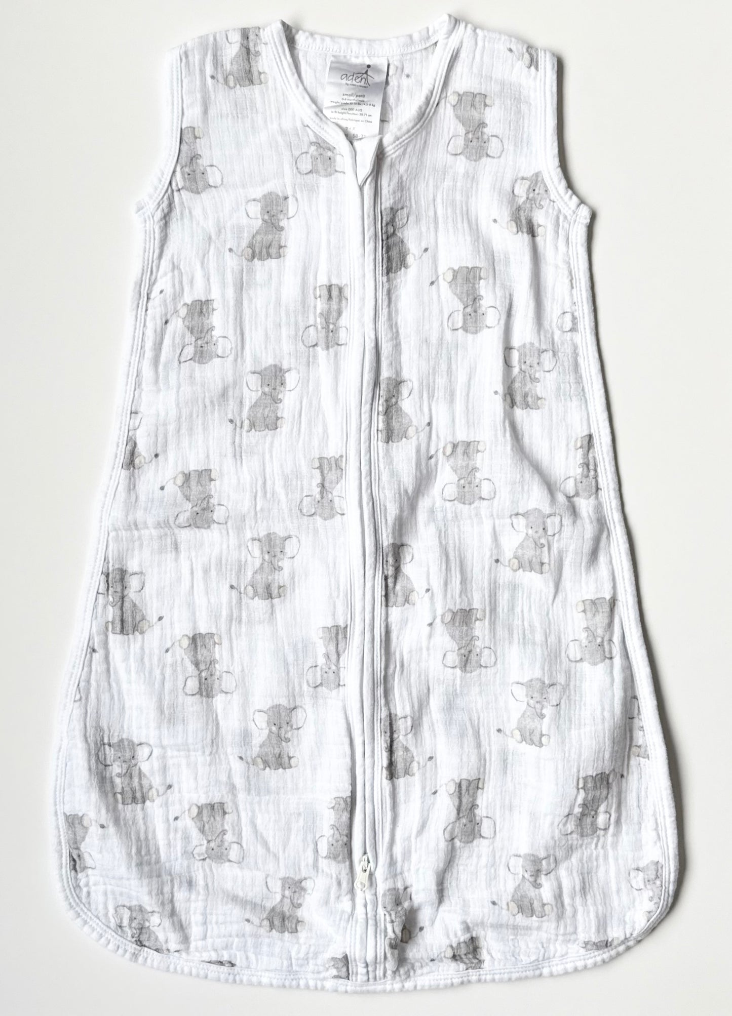 Aden by Aden + Anais Grey Elephants Muslin Sleep Sack (0-6 Months)