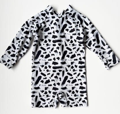 Current Tyed White & Black Strokes Sunsuit (12 Months)