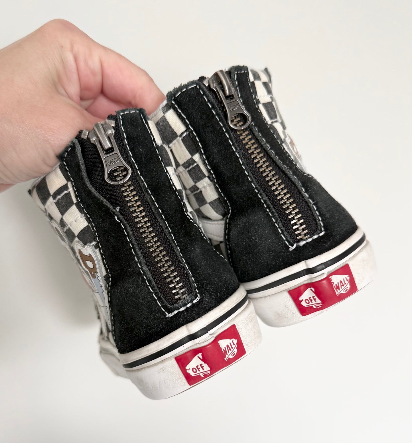 Vans x Disney Black & White Checkered Mickey Mouse High Top Lace Up & Zipper Sneakers (Kids 4)