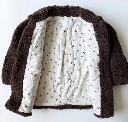 Zara Brown Teddy Bear Sherpa Cherries Jacket (4-5 Years)