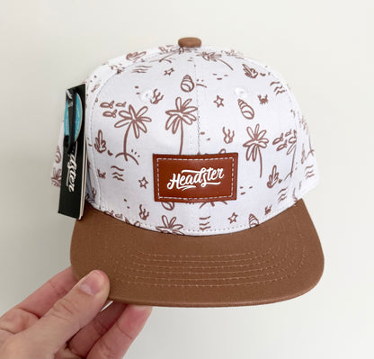 Headster Brown & White Palm Trees SnapBack Hat - New (52CM)