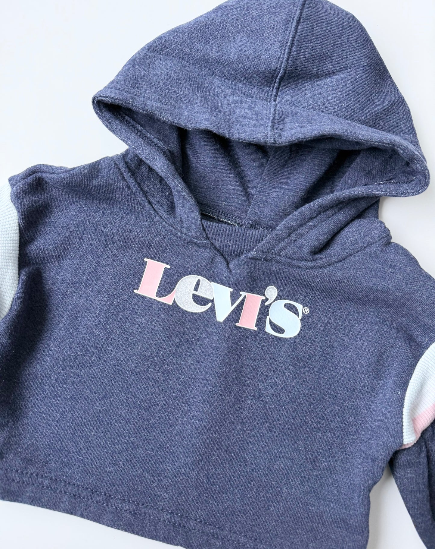 Levi’s Navy & Pink Stripes Cropped Hoodie (18 Months)