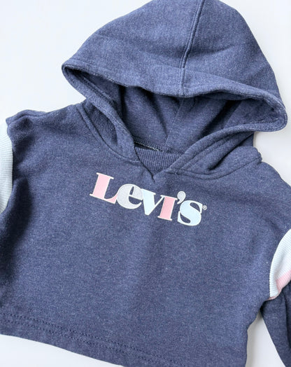 Levi’s Navy & Pink Stripes Cropped Hoodie (18 Months)