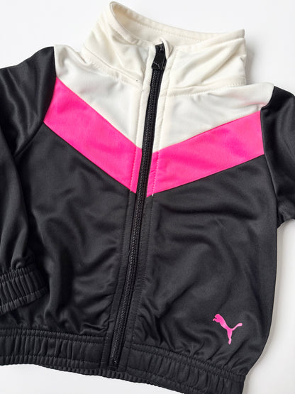 Puma Black, Pink & White Chevron Zip Up Sweater (18 Months)
