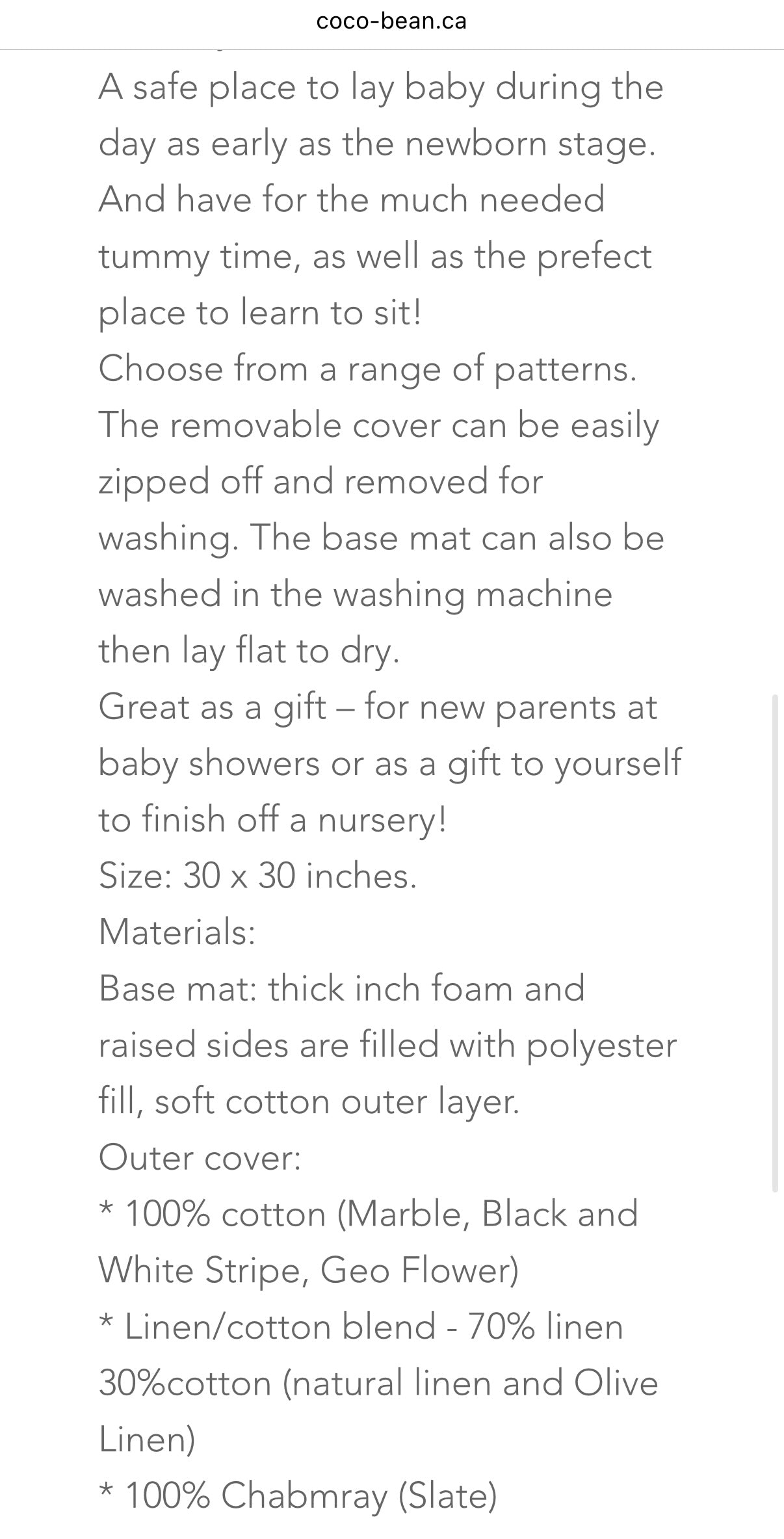 Coco Bean Tummy Time Mat - Slate