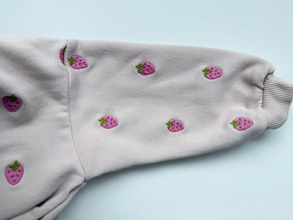 Zara Pink & Embroidered Strawberries Crewneck Sweater (3T)