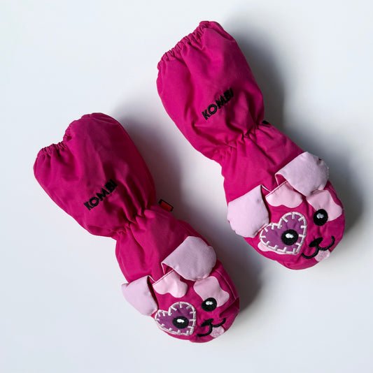 Kombi Pink Eye Patch Puppy Mittens (2-3 Years)