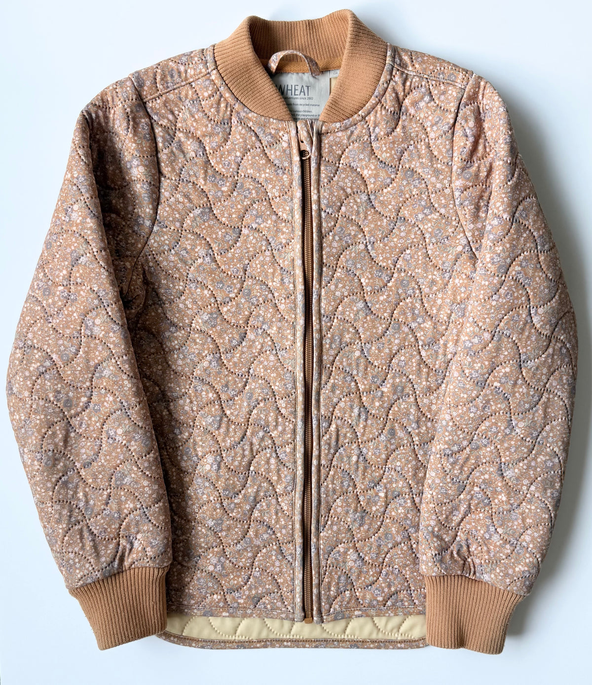 Wheat Thermo Quilted Fall Jacket Loui in Powder Flower Meadow (8 Years)