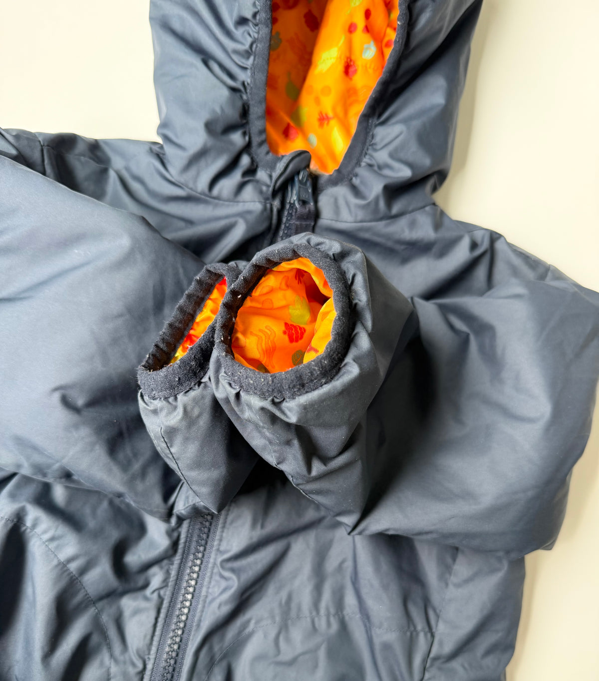 MEC Navy & Orange Leaves Bundle Up Reversible Jacket (24 Months)