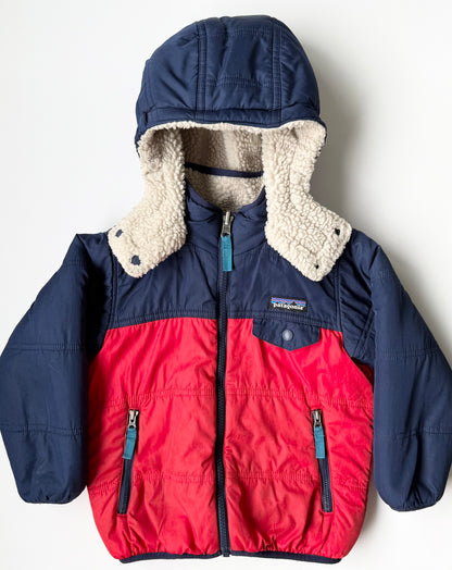 Patagonia Navy & Red Reversible Sherpa Tribbles Hoody Winter Jacket (4T)