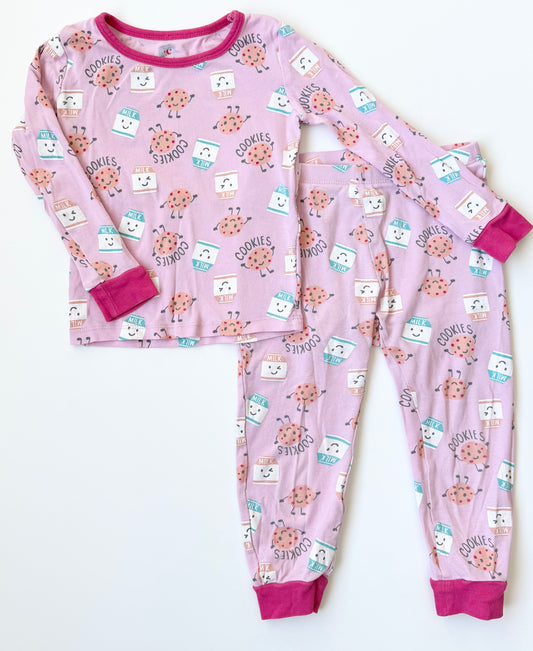 Joe Fresh Pink Milk & Cookies Two Piece PJ Set (3T)