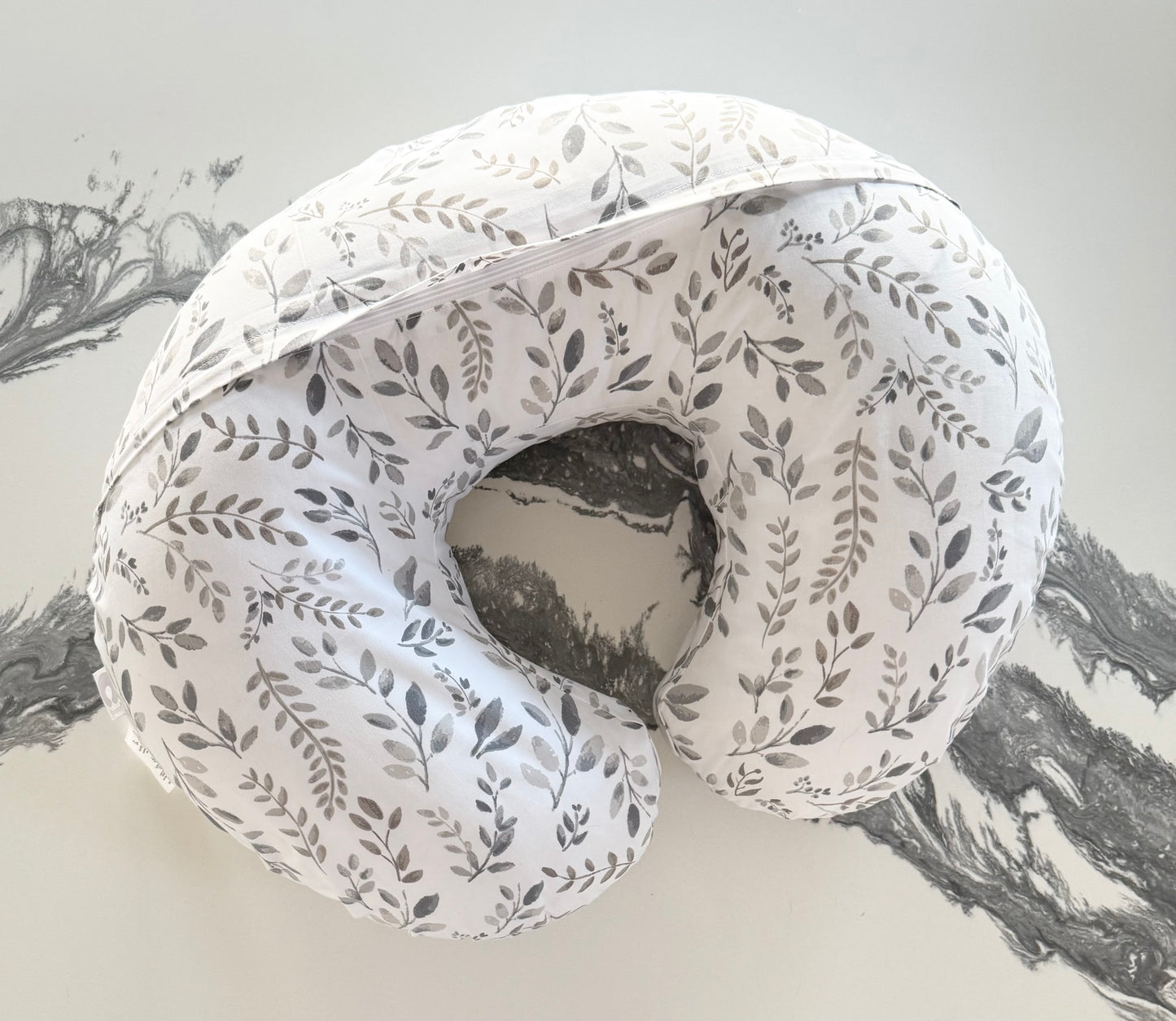 Boppy Original Feeding & Infant Support Pillow - White & Grey Leaves