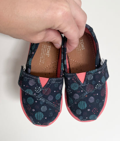 Toms Navy & Pink Circles Velcro Slip On Sneakers (5)