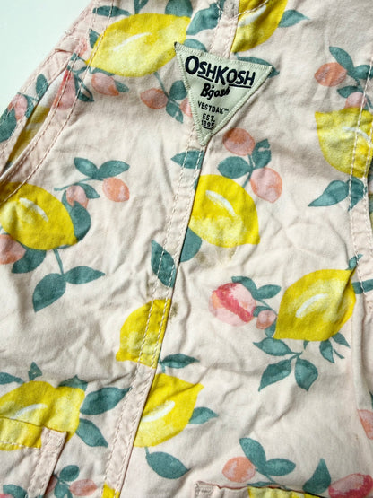 Oshkosh Light Pink Lemons Shorty Overalls (2T)