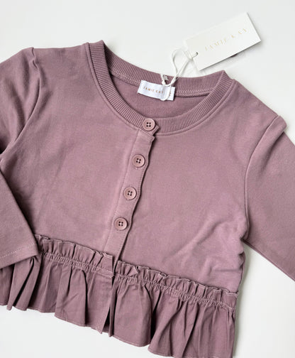 Jamie Kay Purple Peplum Button Cropped Sweater - New (3 Years)