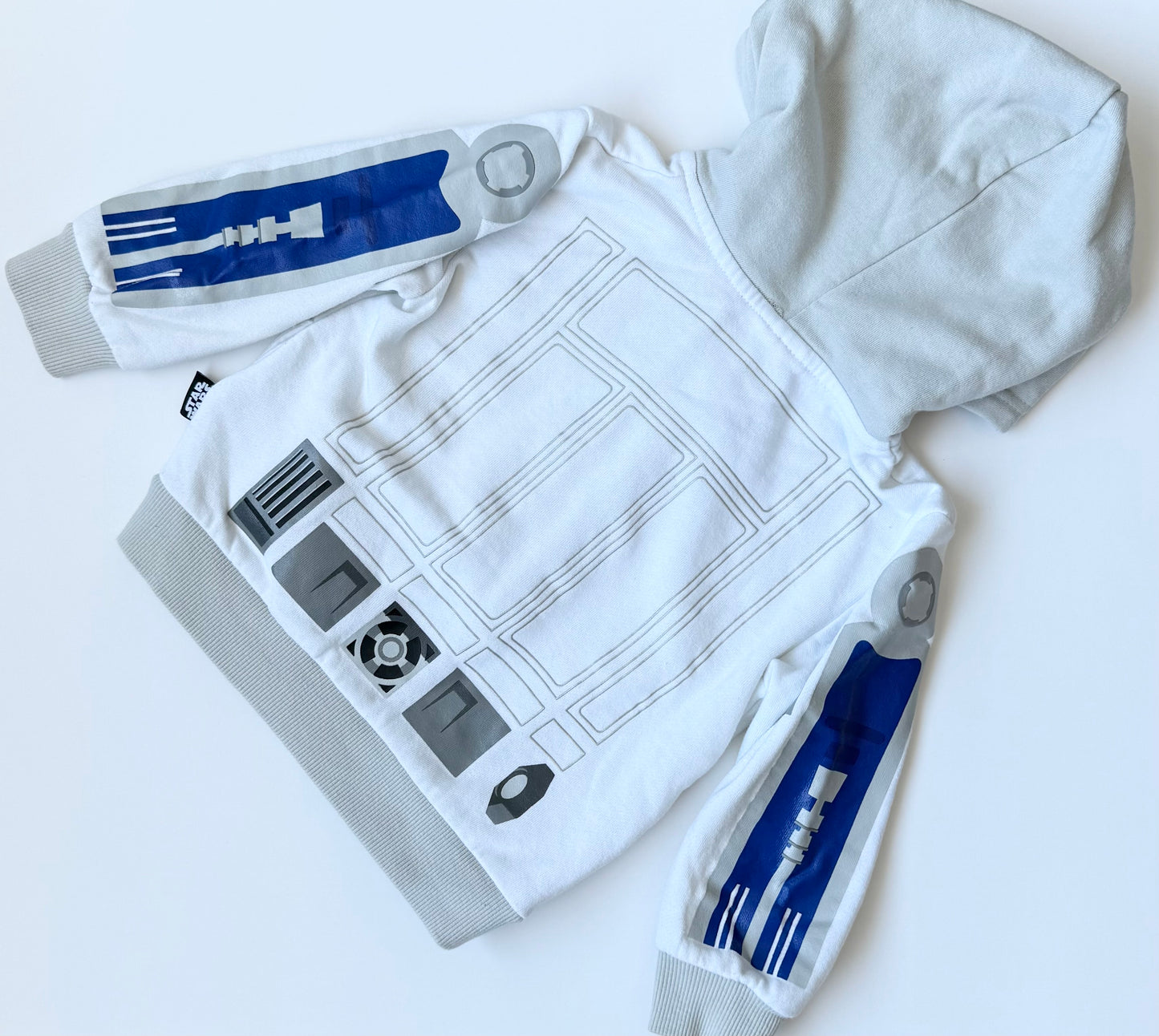 The Disney Store White & Blue R2D2 Zip Up Hoodie (2T)