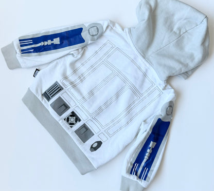 The Disney Store White & Blue R2D2 Zip Up Hoodie (2T)